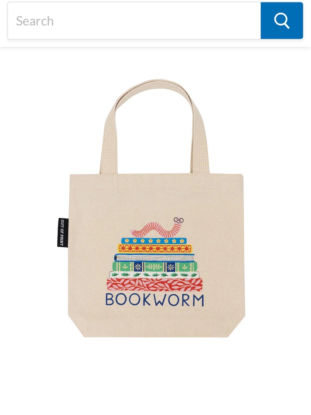 Out of Print 100% cotton bookwork mini tote bag